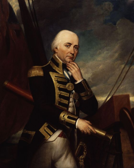 Portrait of Collingwood in naval uniform, hand to chin